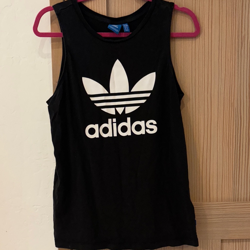 Adidas Black Sleeveless Top with White Trefoil